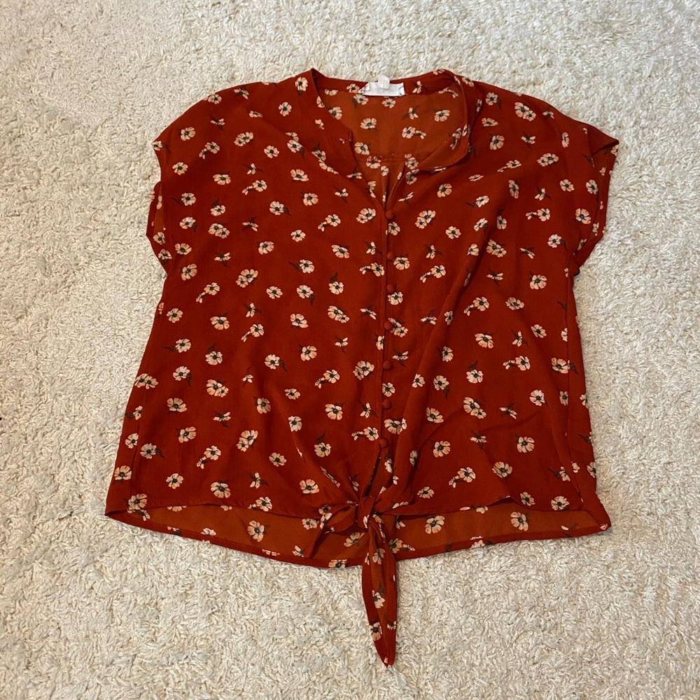 Red floral top